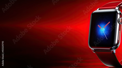 Red Apple Watch: Elegant Timepiece on Crimson Background