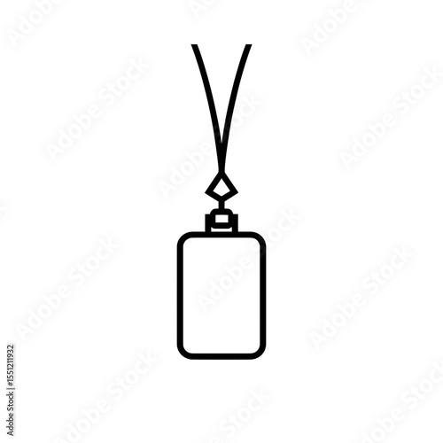 Blank badge displays identity on lanyard in minimalist style vector art isolated