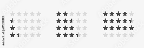 Ranks from one to five stars. Product rating or customer review. Vector illustartion
