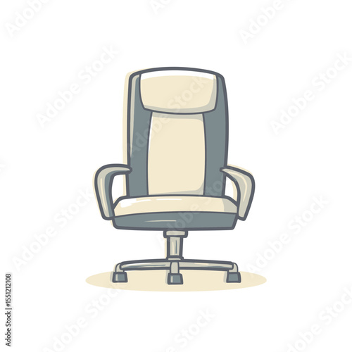 Modern office chair illustrates comfort in workplace against white background backdrop swivel