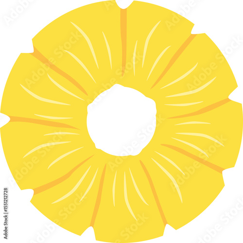 Vibrant Yellow Pineapple Ring Tropical Fruit Illustration