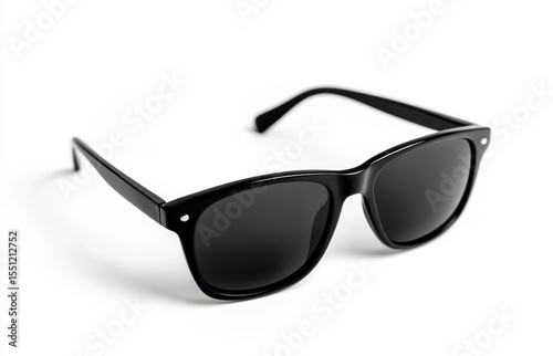 Stylish black sunglasses on a plain background