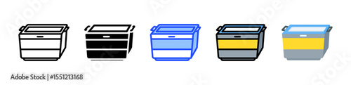 Storage Bin Icon Collection With Multiple Styles