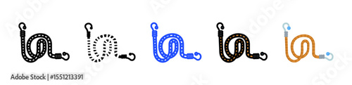 Bungee Cords Icon Collection With Multiple Styles