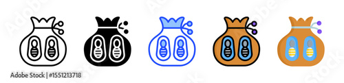 Shoe Bag Icon Collection With Multiple Styles
