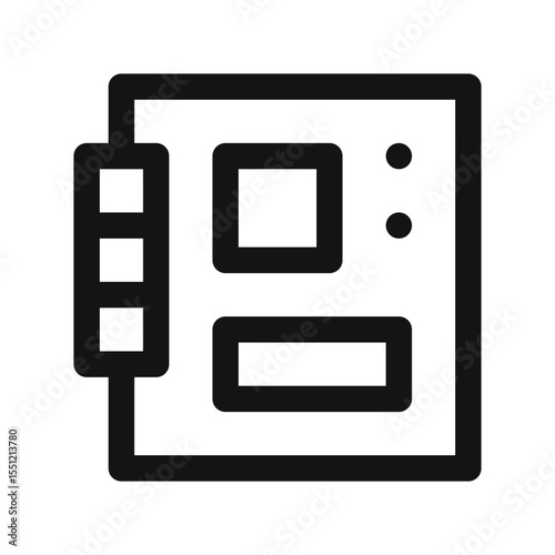 Motherboard UI icon, desktop pc mainboard simple line user interface vector symbol