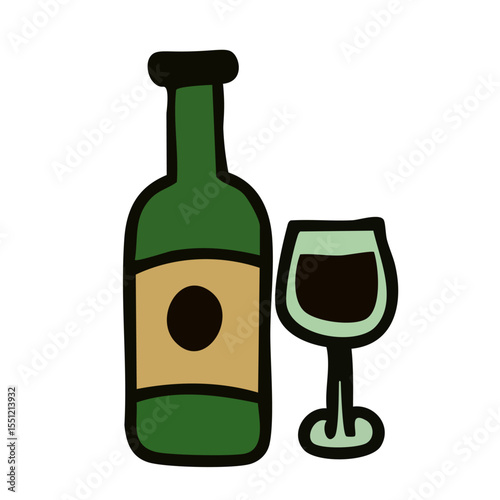 wine bottle and glass