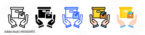 Storage Box Icon Collection With Multiple Styles