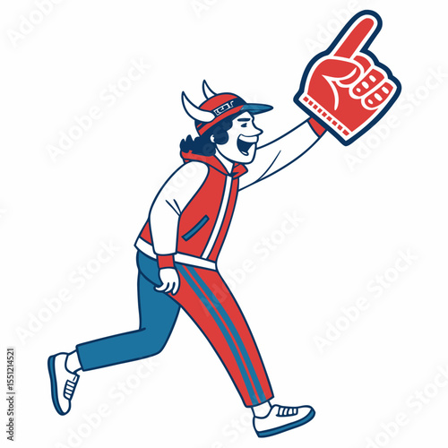 Enthusiastic mascot illustration brimming with team spirit and positive vibes displayed