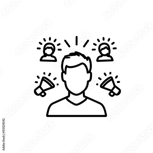 Influence spreads from faceless individual in minimalistic vector promotion illustration