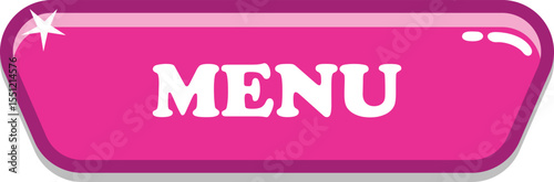 Pink Menu button, with glossy style and colorful, suitable for mobile and web games. Can be used for website and app button.
