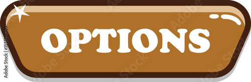 Brown Options button, with glossy style and colorful, suitable for mobile and web games. Can be used for website and app button.