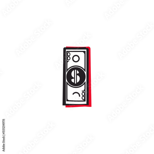 Dollar bill graphic presents money icon white background financial theme illustration