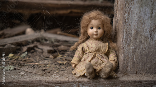 A Captivating Vintage Doll Surrounded by Dust and Memories: An Exploration of Abandonment and Nostalgia in Rustic Interiors