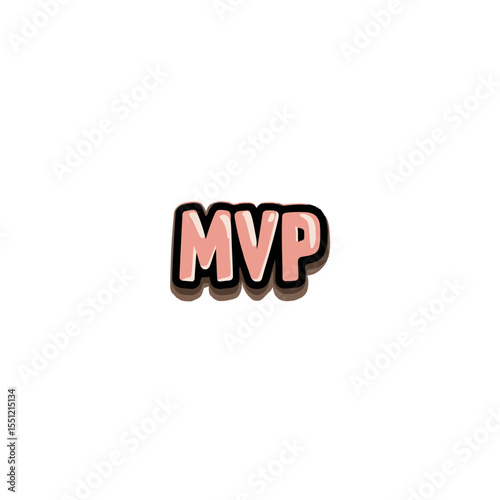 Cartoonish mvp lettering displays text centered simple plain background graphic