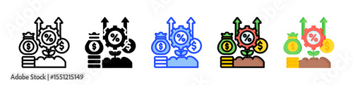 Dividend Yield Icon Collection With Multiple Styles