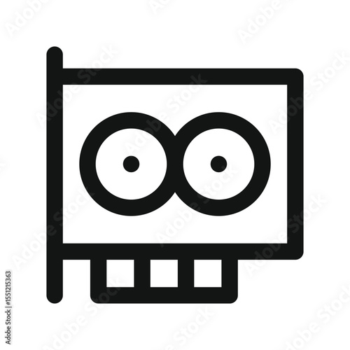 GPU UI icon, graphic card simple line user interface vector symbol