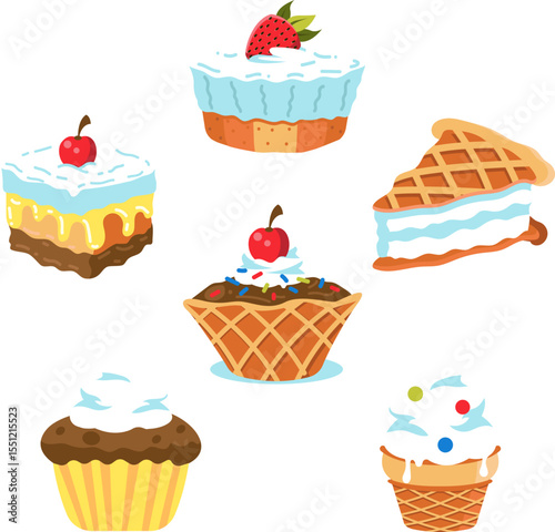 Delicious Dessert Collection Cupcakes, Waffles, and More Sweet Treats