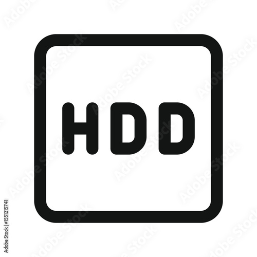 HDD UI icon, hard drive simple line user interface vector symbol