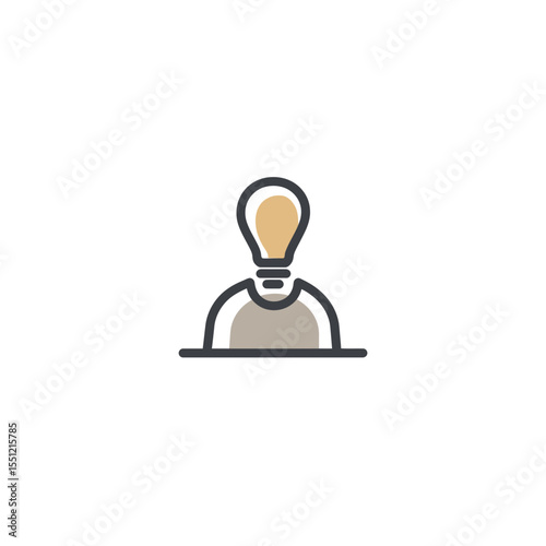 Lightbulb avatar radiates idea standing alone on blank background symbolizing innovation creativity solution