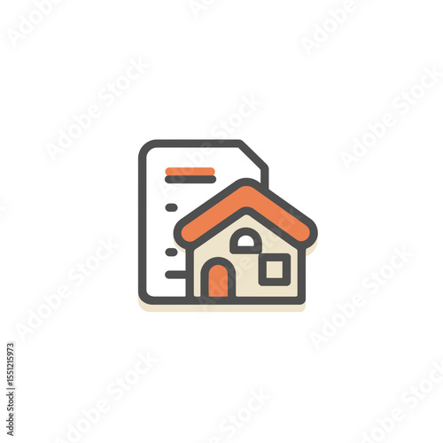 Real estate icon represents property ownership documentation scene closeup details