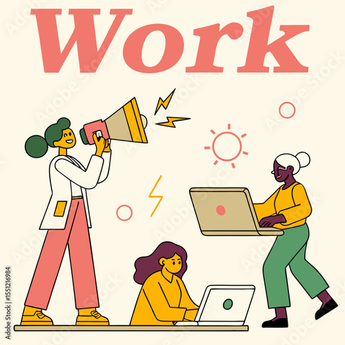 Dynamic workplace collaboration with energized team communication and productivity
