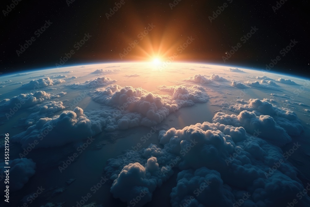 Fototapeta premium Earth Sunrise Planetary View from Space