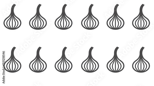 Abstract Garlic Shape Pattern for Culinary, Recipe, and Food Background Design with Minimalist Style and Black and White Aesthetic