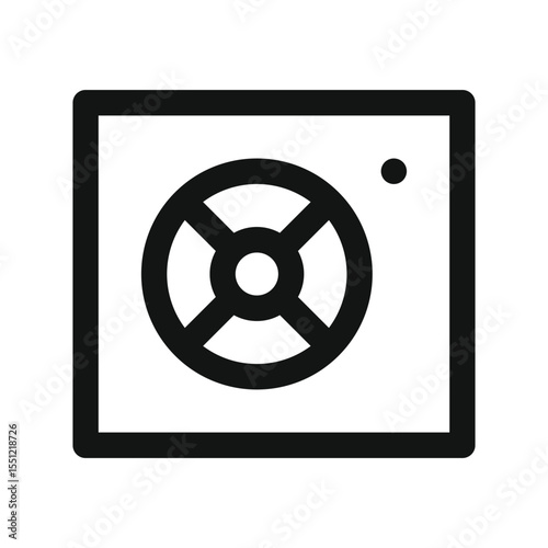 Computer power supply UI icon, pc power unit simple line user interface vector symbol