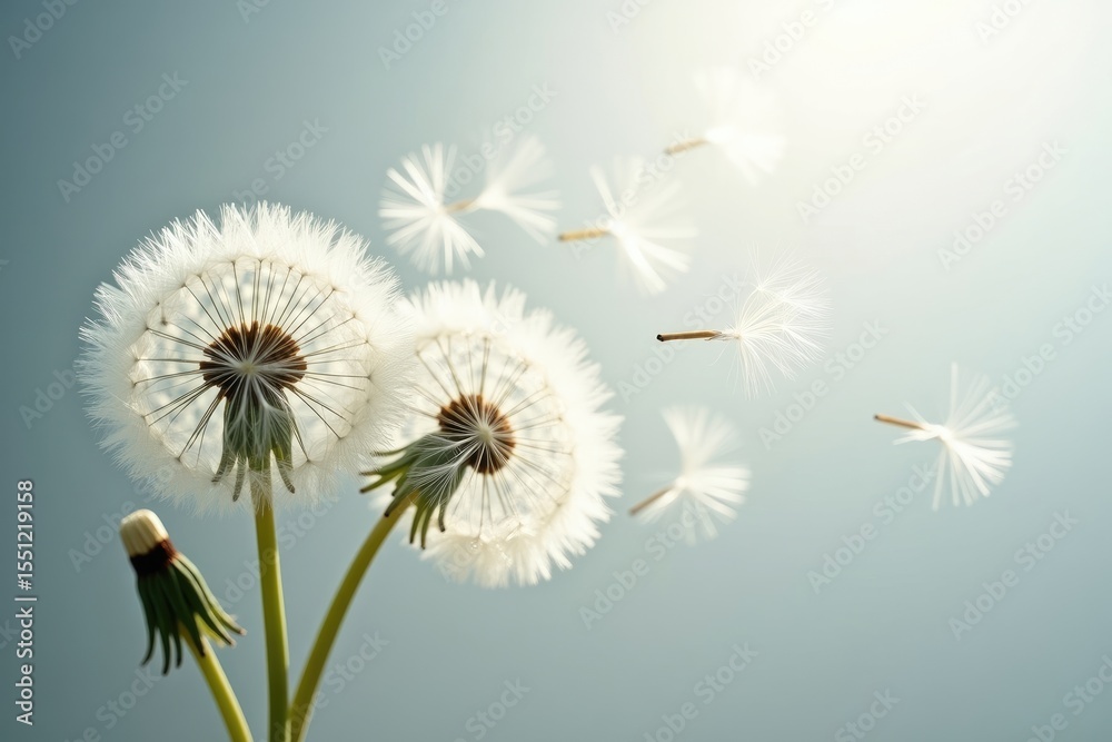 Obraz premium Dandelion Seeds Natures Gentle Flight Beautiful Macro