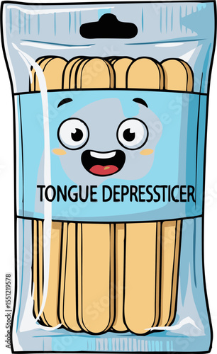 Cartoon Depiction of a Tongue Depressor Package