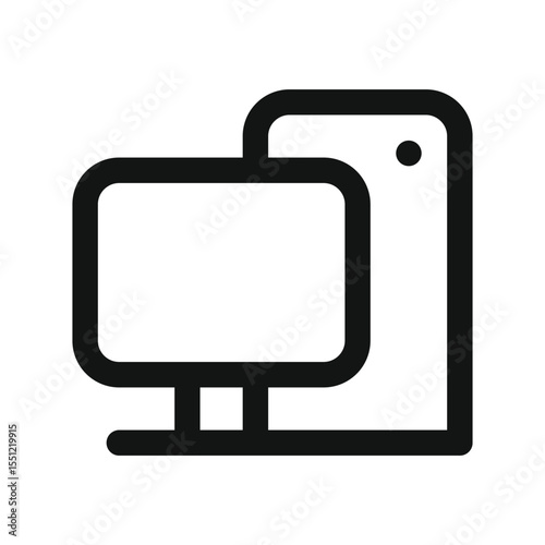 Desktop computer UI icon, personal computer simple line user interface vector symbol