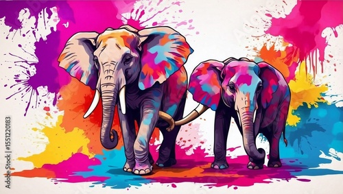 Colorful Elephant Dances Through Holi Festival