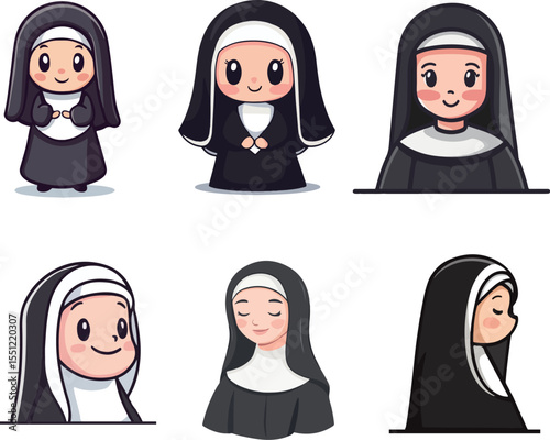 Cartoon nun illustration material
