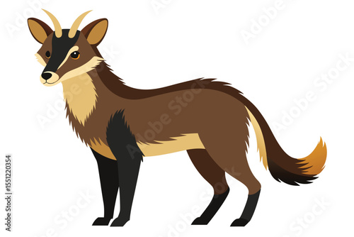 Whimsical Illustration of a Serow Standing Tall A Captivating Glimpse into the Animal Kingdom's Beauty and Distinctiveness Expressed in Creative Art