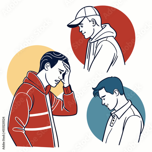 Visual representations of varied expressions depicting emotional responses