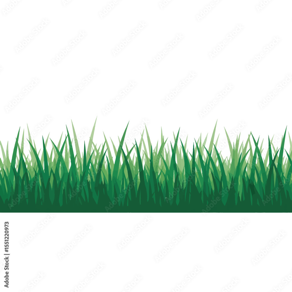 Fototapeta premium Vibrant Green Grass Border Illustration Nature, Spring, and Freshness