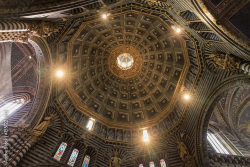 Interior View of the Grand and Ornate Dome of Siena Cathedral (Duomo di Siena), Tuscany, Italy