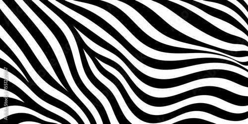 Seamless wild zebra fur stripes create a striking black and white animal skin pattern for backgrounds and designs