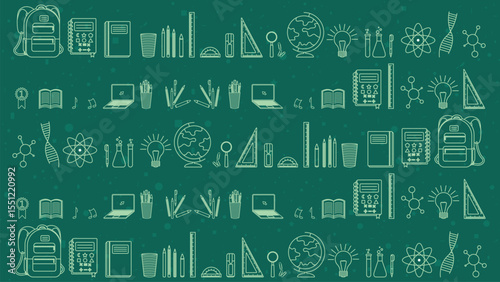 Minimal Line Art School Icons Seamless Pattern for Education Wallpaper and Classroom Design