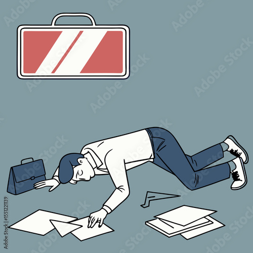 Illustrative Depiction of Professional Burnout and Energy Depletion in Workplace