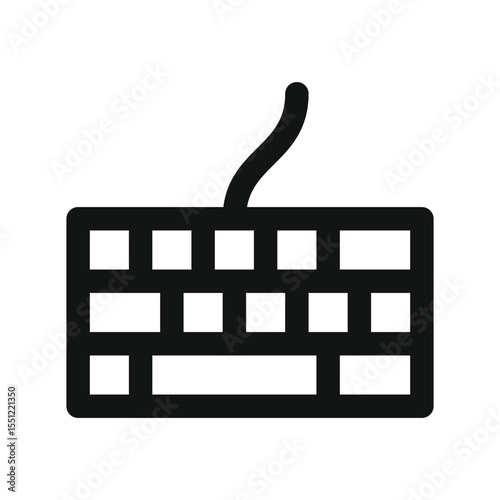 Computer keyboard UI icon, wired keyboard simple line user interface vector symbol