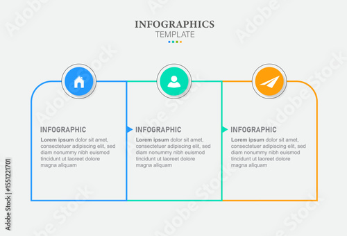 Line flow infographic. 3 steps timeline milestone graphic, presentation banner concept. options workflow infographic