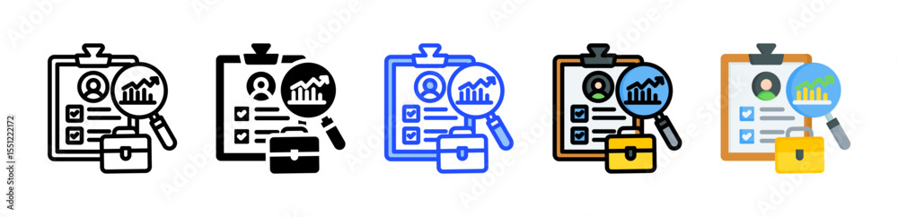 Naklejka premium Job Analysis Icon Collection With Multiple Styles
