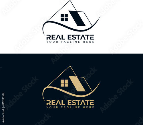 Modern Real Estate Logo Design – Elegant House and Roof Icon for Property & Realtor Branding