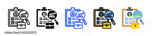 Job Analysis Icon Collection With Multiple Styles