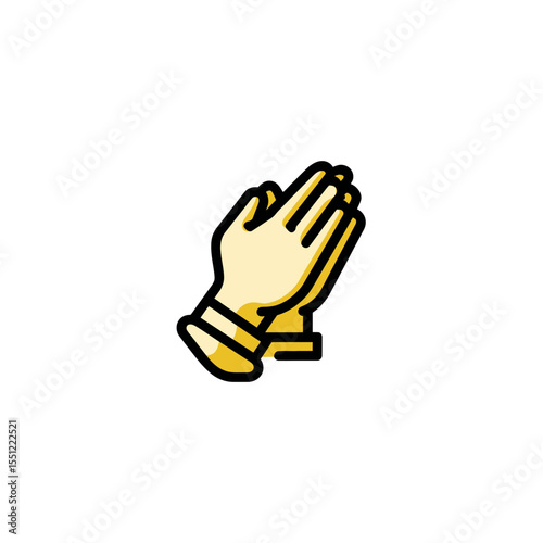 Praying hands icon connect in supplication peaceful white background detail