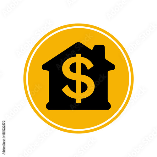 Home icon depicts value within yellow housing circle illustration vector