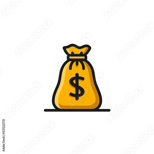 Money bag illustration displays wealth financial theme simple design backdrop