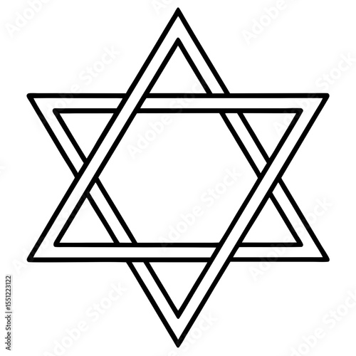 Minimal Star of David Line Art